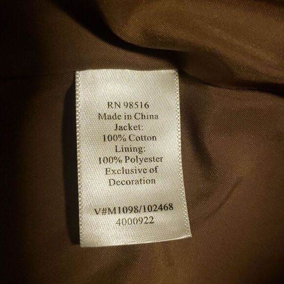 Coldwater Creek Beaded Safari Jacket Size 14 Light Open Front Tan Cotton NWT - Picture 12 of 12